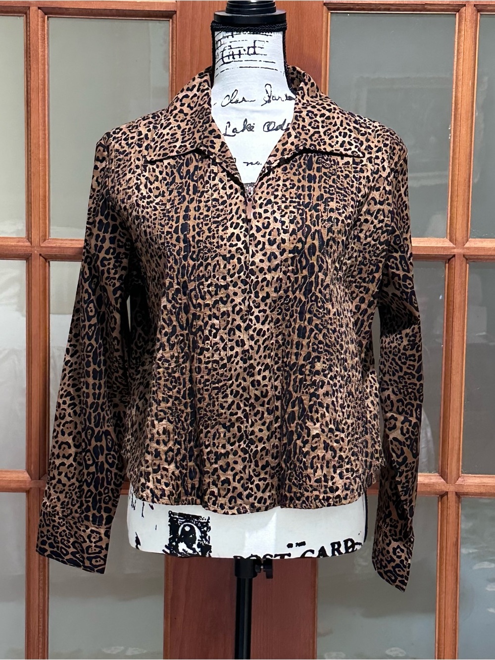 Coldwater Creek Leopard Print Blouse - Tan & Black